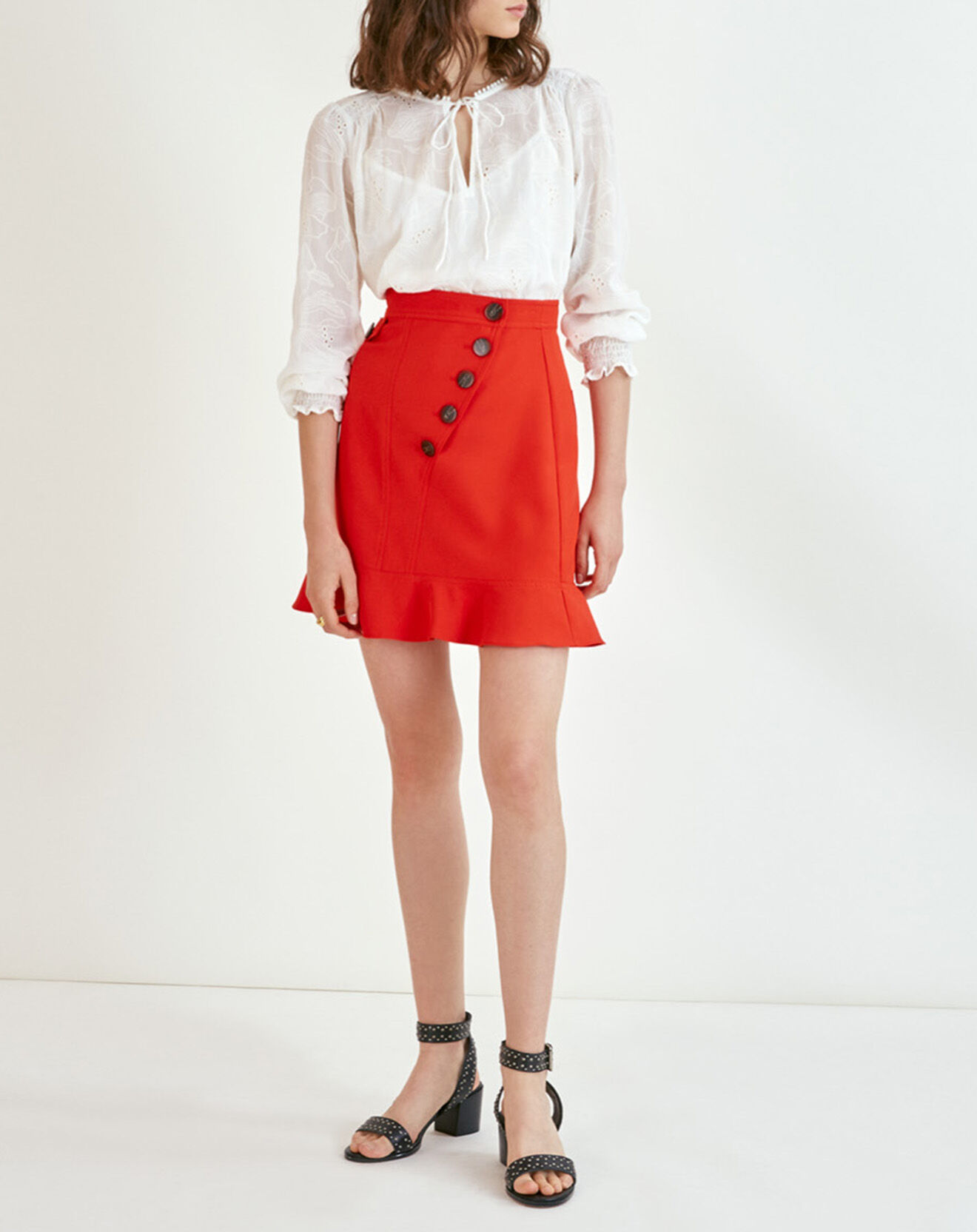 Suncoo Blouse Laure brodée ton sur ton blanc cassé