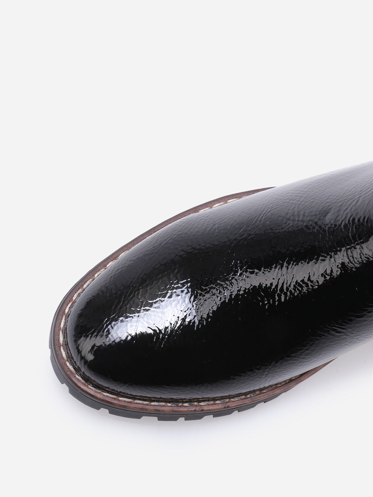 Chelsea vernies à semelle crantée- Noir