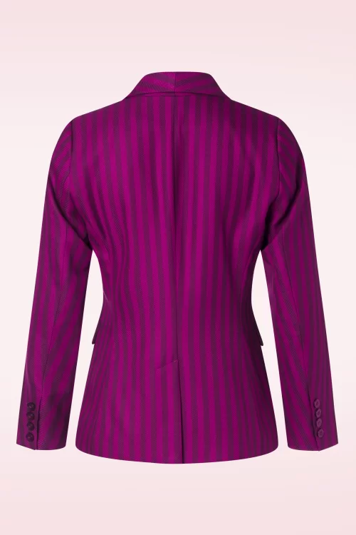 King Louie Brooke Metro Stripe blazer in wild fuchsia