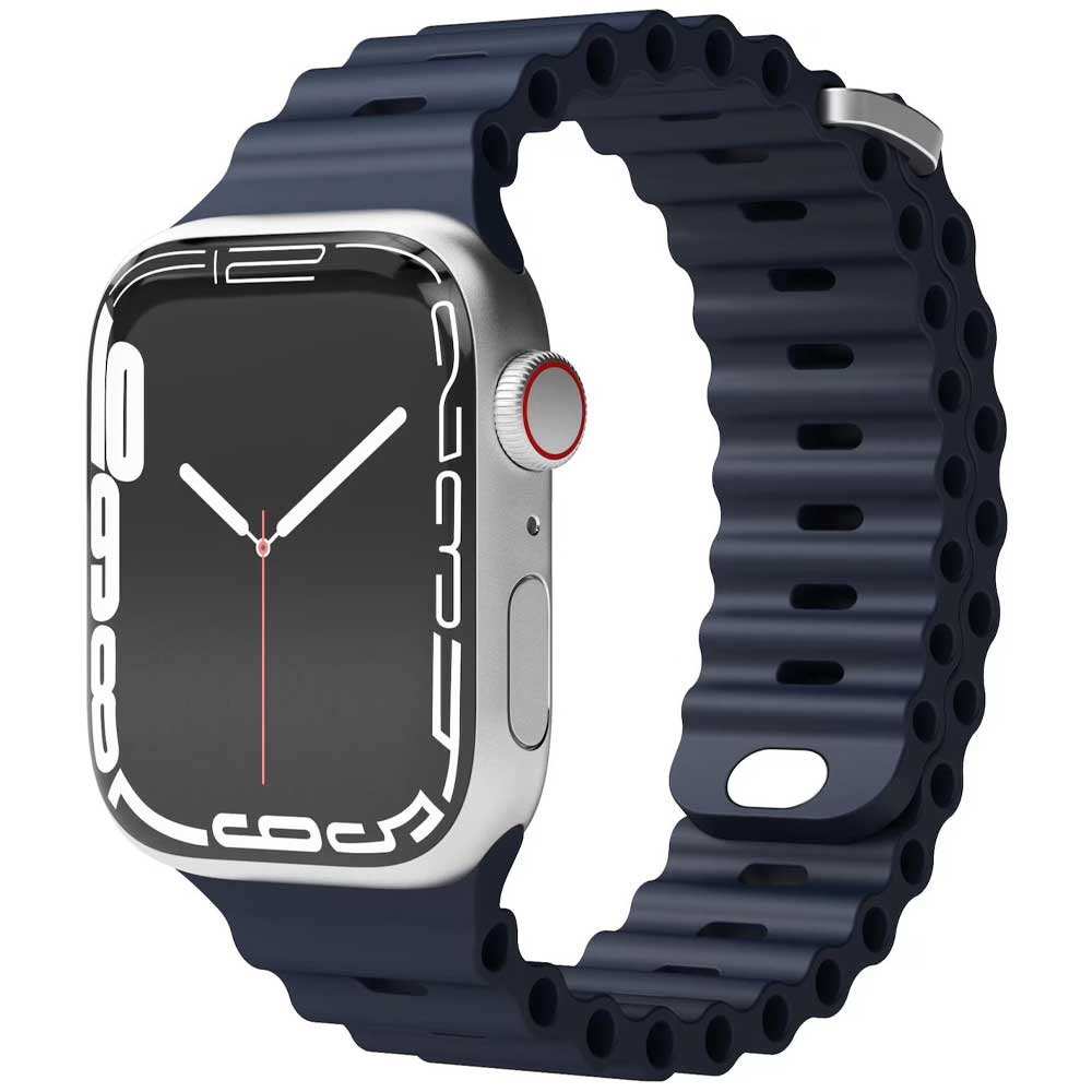 Wave Band Apple Watch (49/46/45/44 mm) Silikon Sport Armband mit Doppelverschluss AWS00084 (Gelenkumfang: 175-260mm) - Dunkelblau