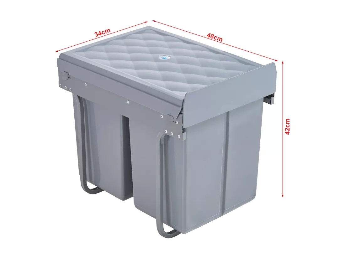Poubelle encastrable 2 x grise 48 x 34 x 42 cm 03_0008204