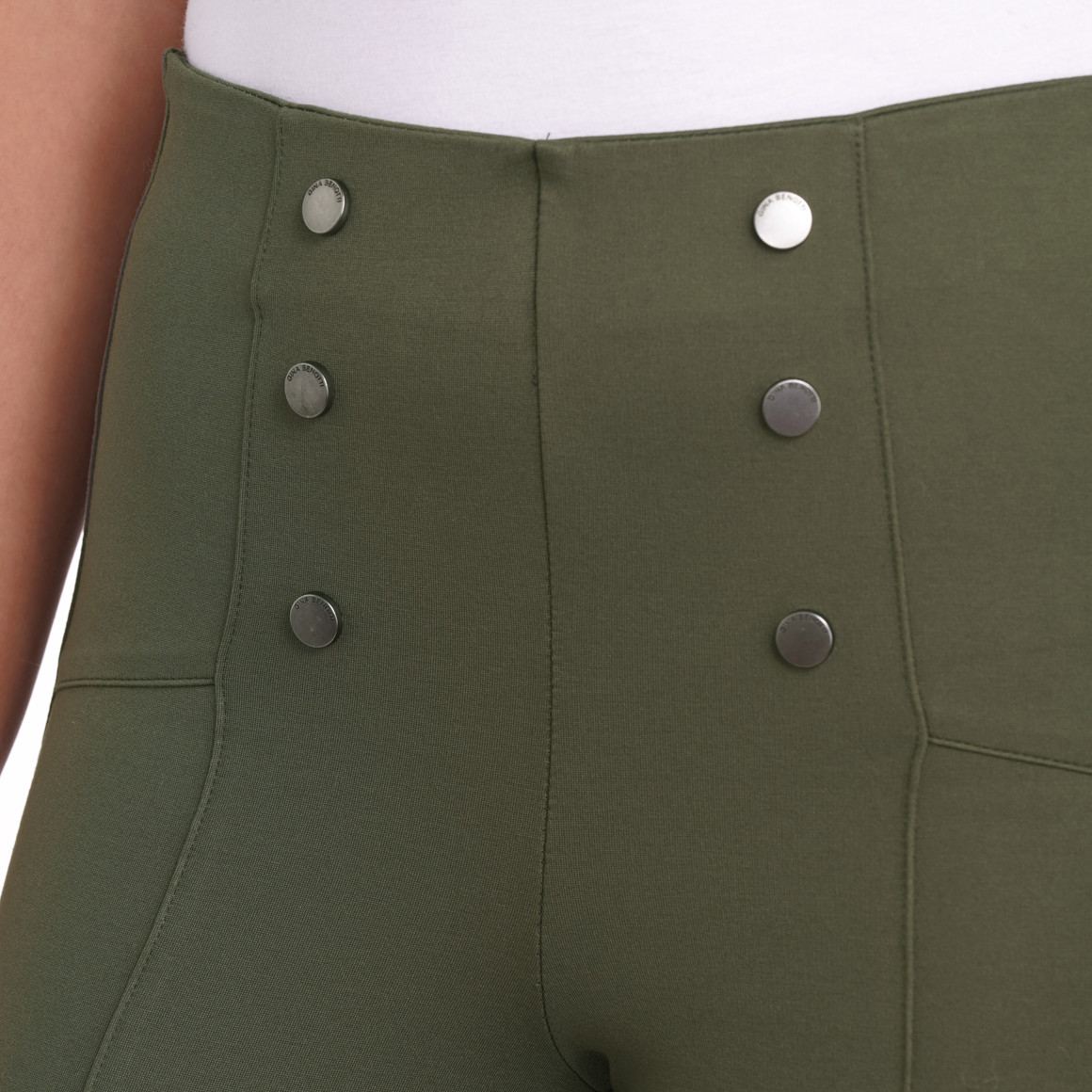 Gina Benotti Damen Jeggings mit Zierknöpfen dunkelgrün
