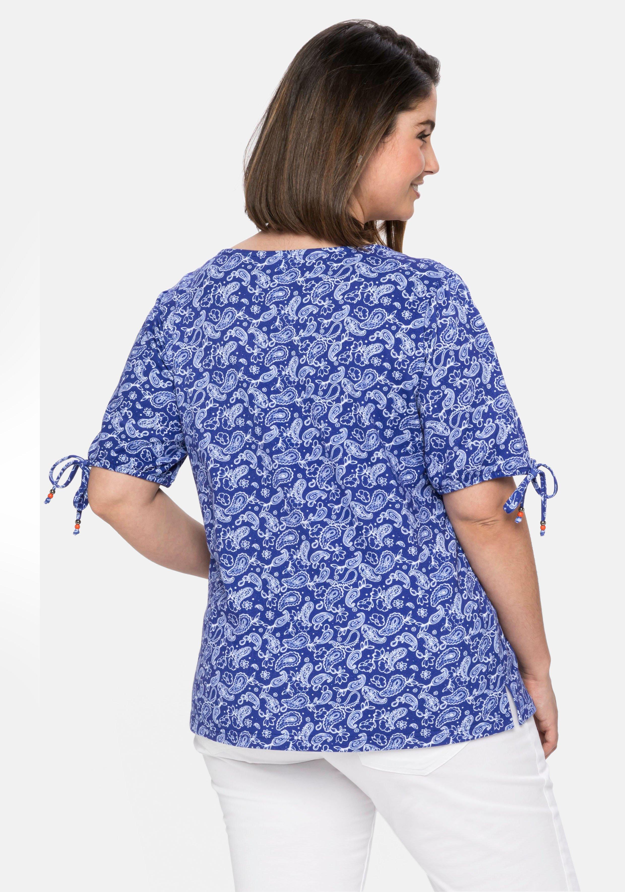 Shirt mit Paisleydruck und Bindeband am Arm