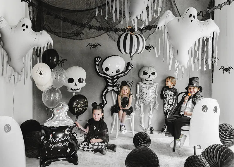 Halloween Ballonnen Zwart Wit Spinnen 30cm 6st