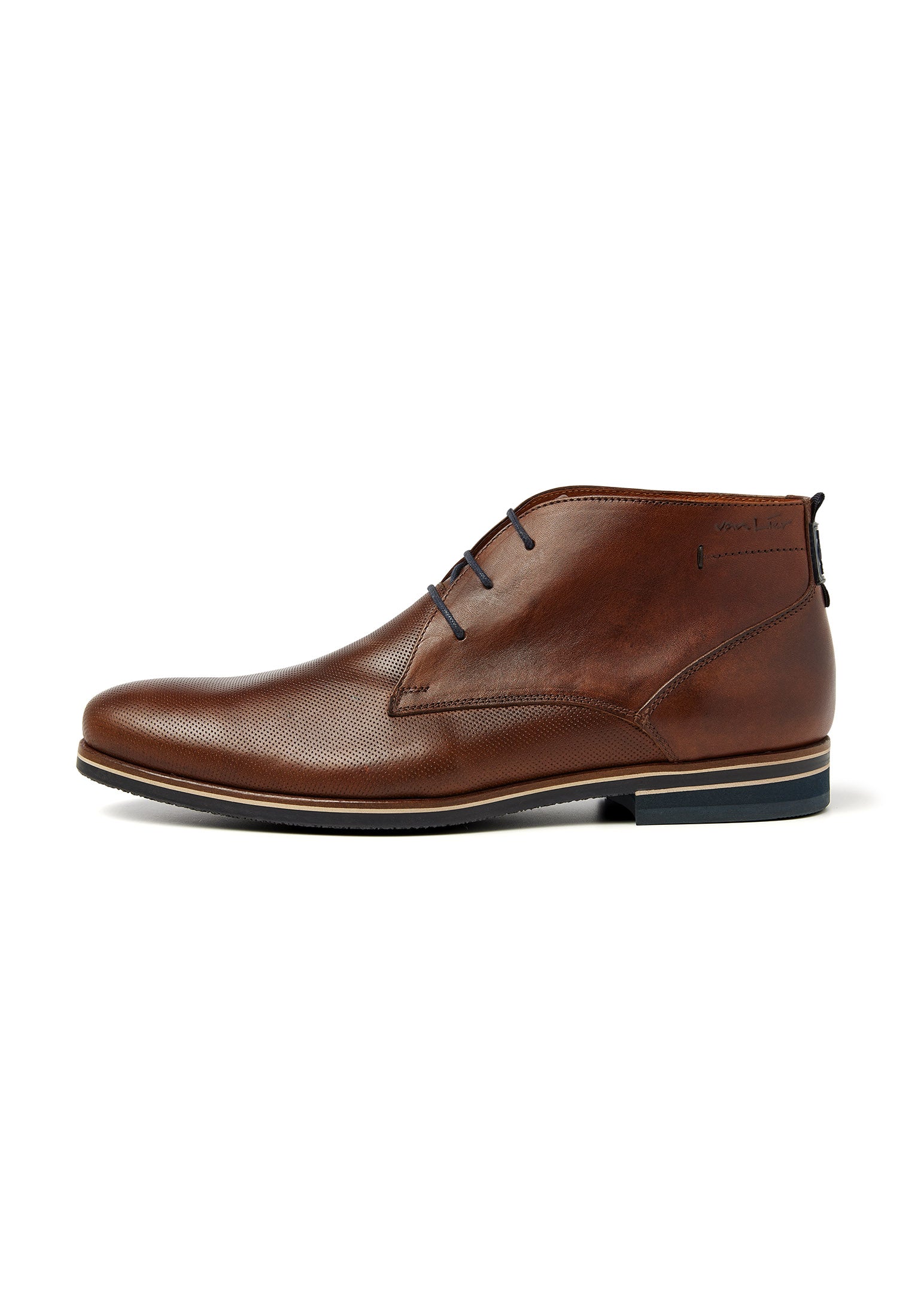 Cognac gladleren Sabinus halfhoge veterschoen