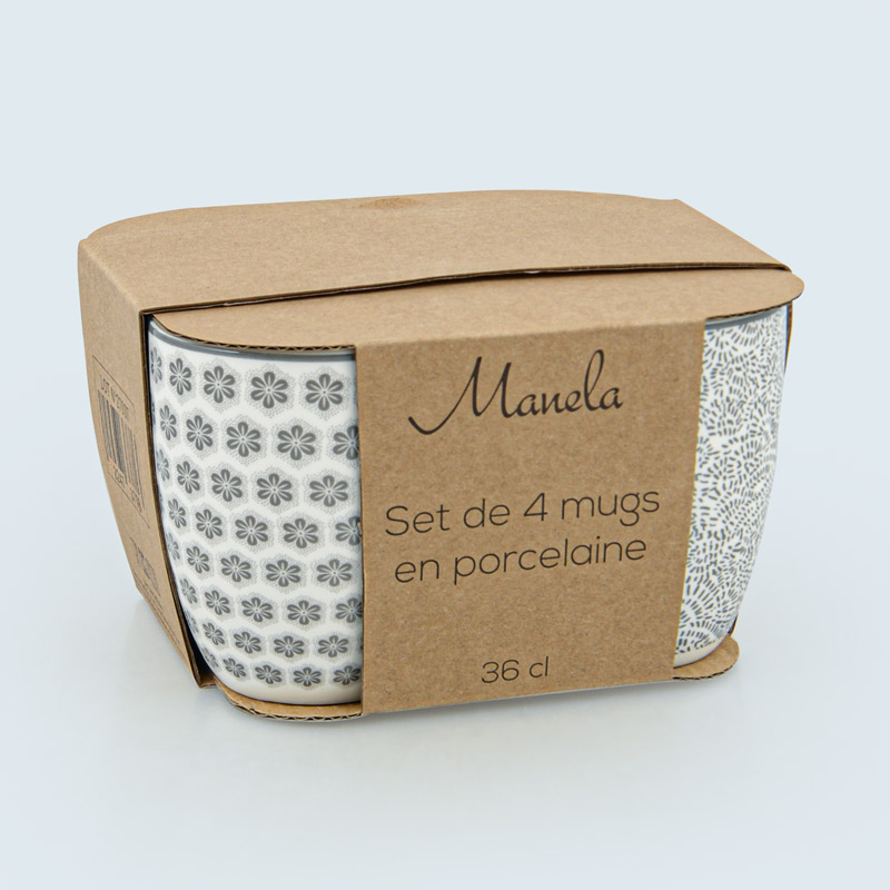 Lot de 4 mugs 'Manela'