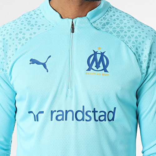 Sweat Col Zippé OM Training 771917 Bleu Clair
