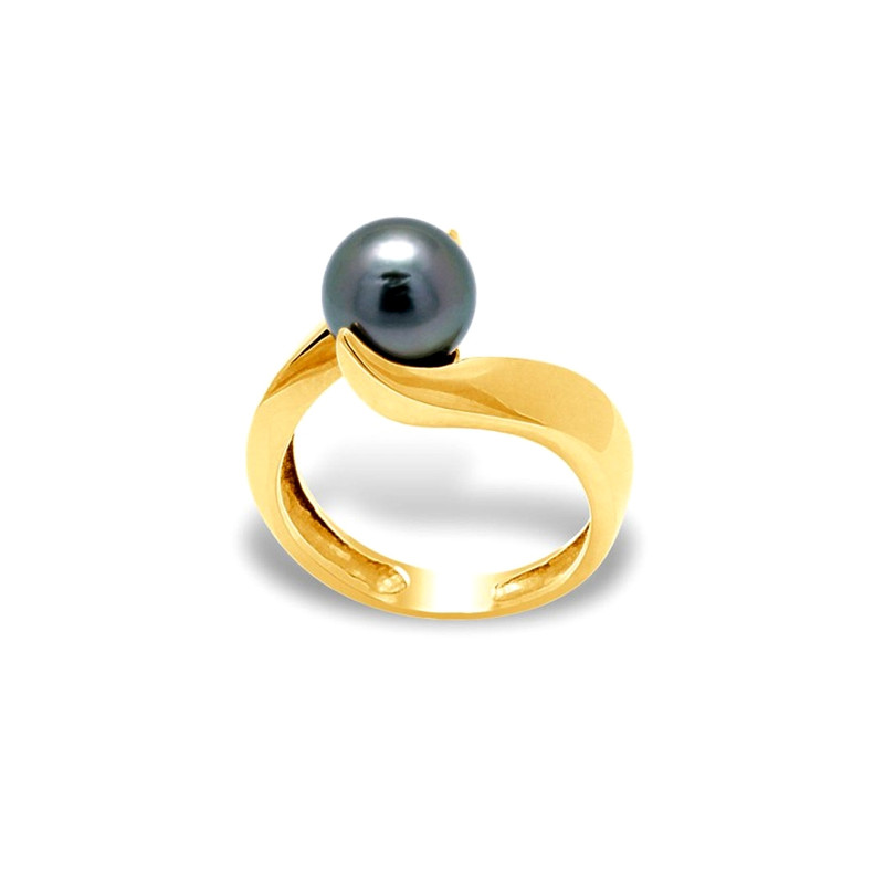 Bague Femme Perle de Tahiti de 8 mm et Or jaune 375/1000