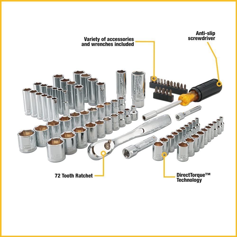Mechanics Tool Set, 1/4" & 3/8" & 1/2" Drive, SAE/Metric, 205-piece (DWMT81534)