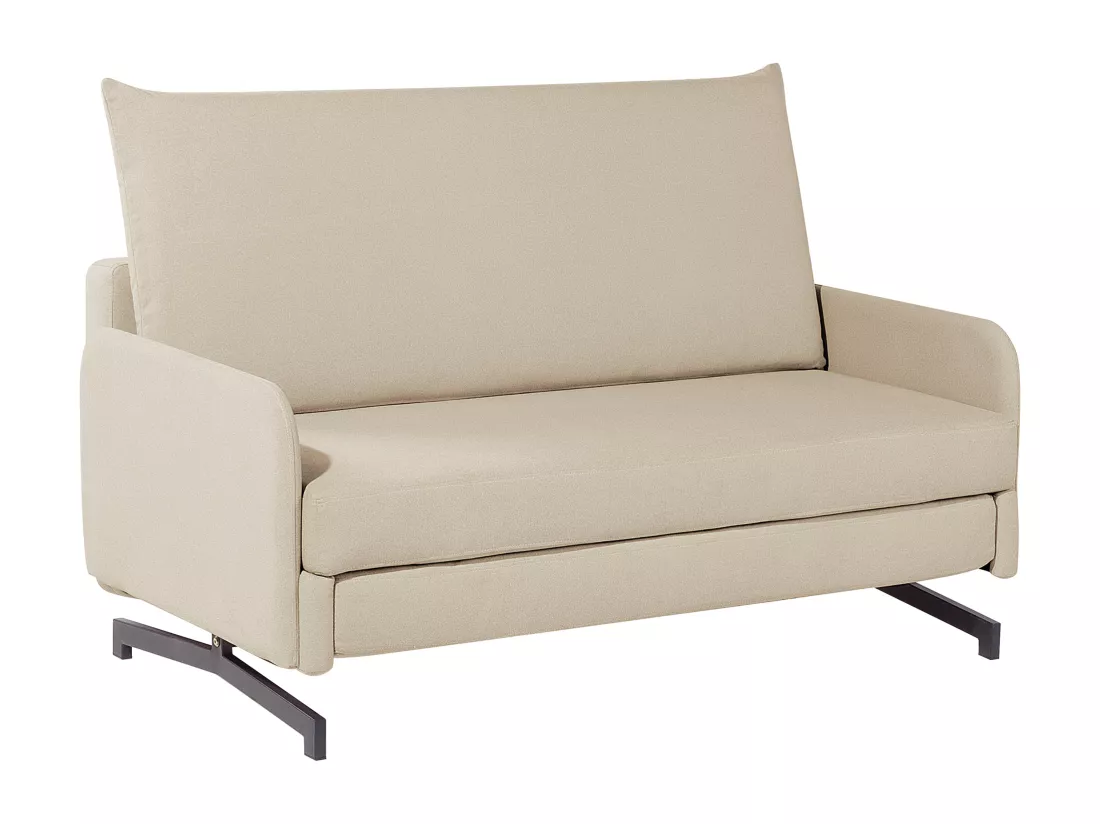 Canapé convertible 2 places en tissu beige BELFAST