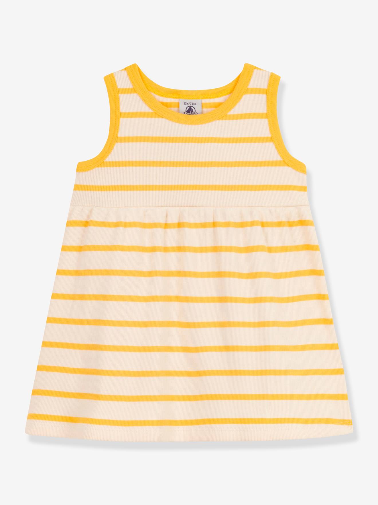 PETIT BATEAU Vestido bege de algodão orgânico sem mangas