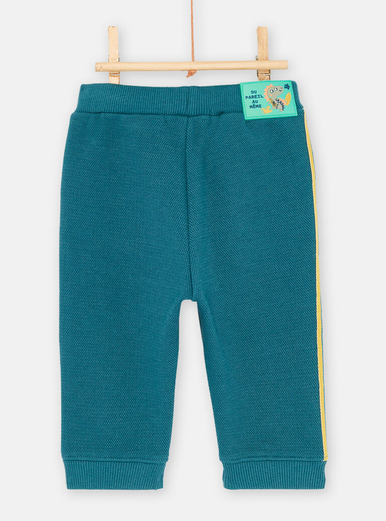 Pantalon molleton piqué vert bouteille bébé garcon