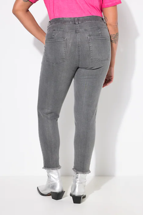 Skinny-Jeans, Slim Fit, Sterne-, Destroy-Patches, 5-Pocket, grey denim