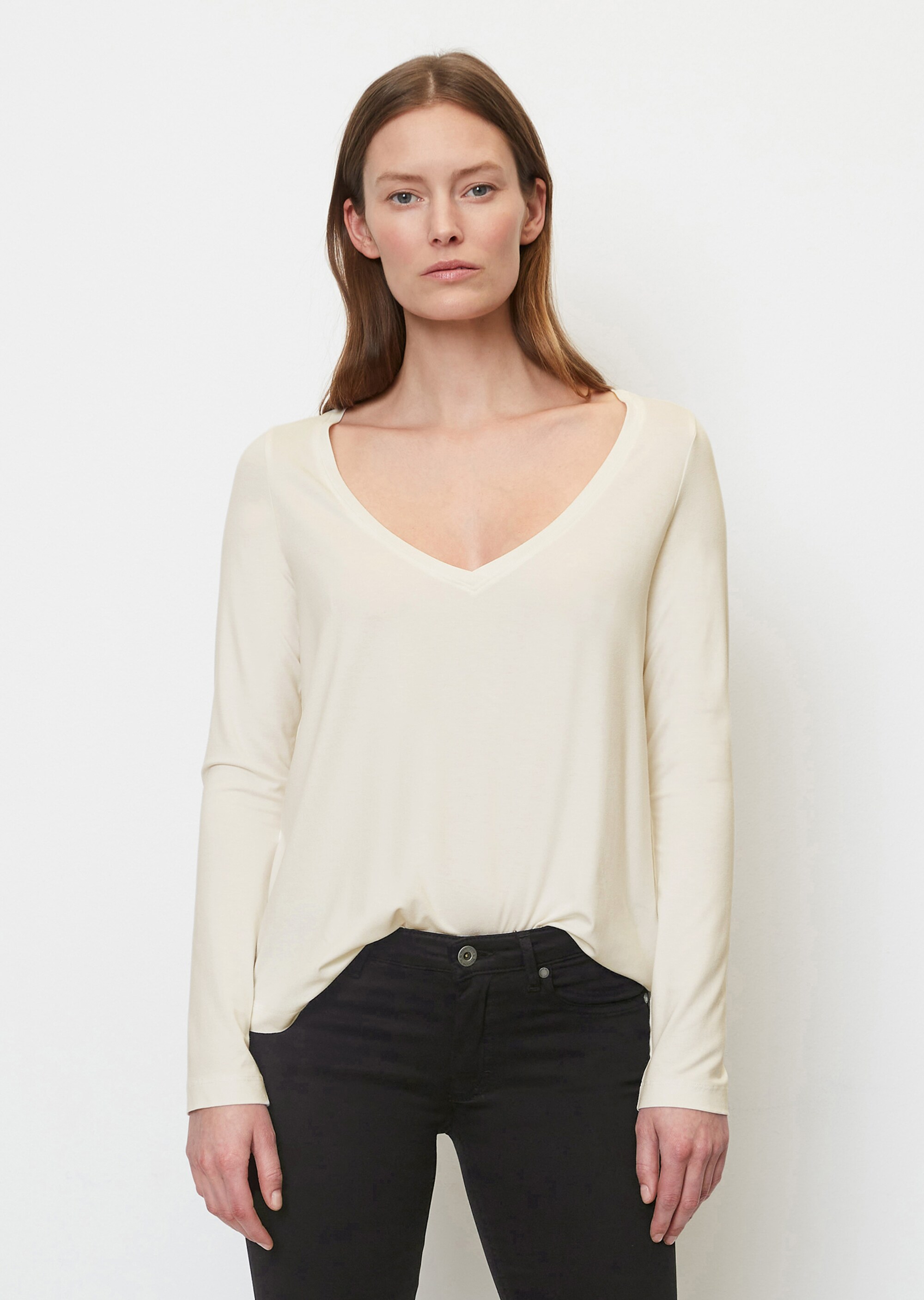 V-Neck-Longsleeveaus LENZING™ ECOVERO™