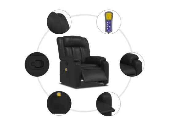 Fauteuil massant inclinable Noir Similicuir