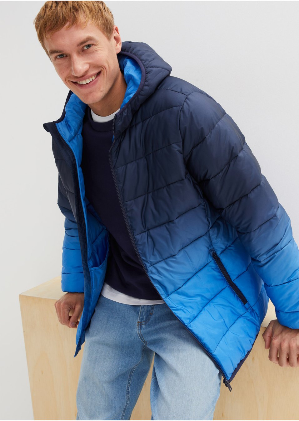 Veste matelassée à capuche avec dégradé de couleur