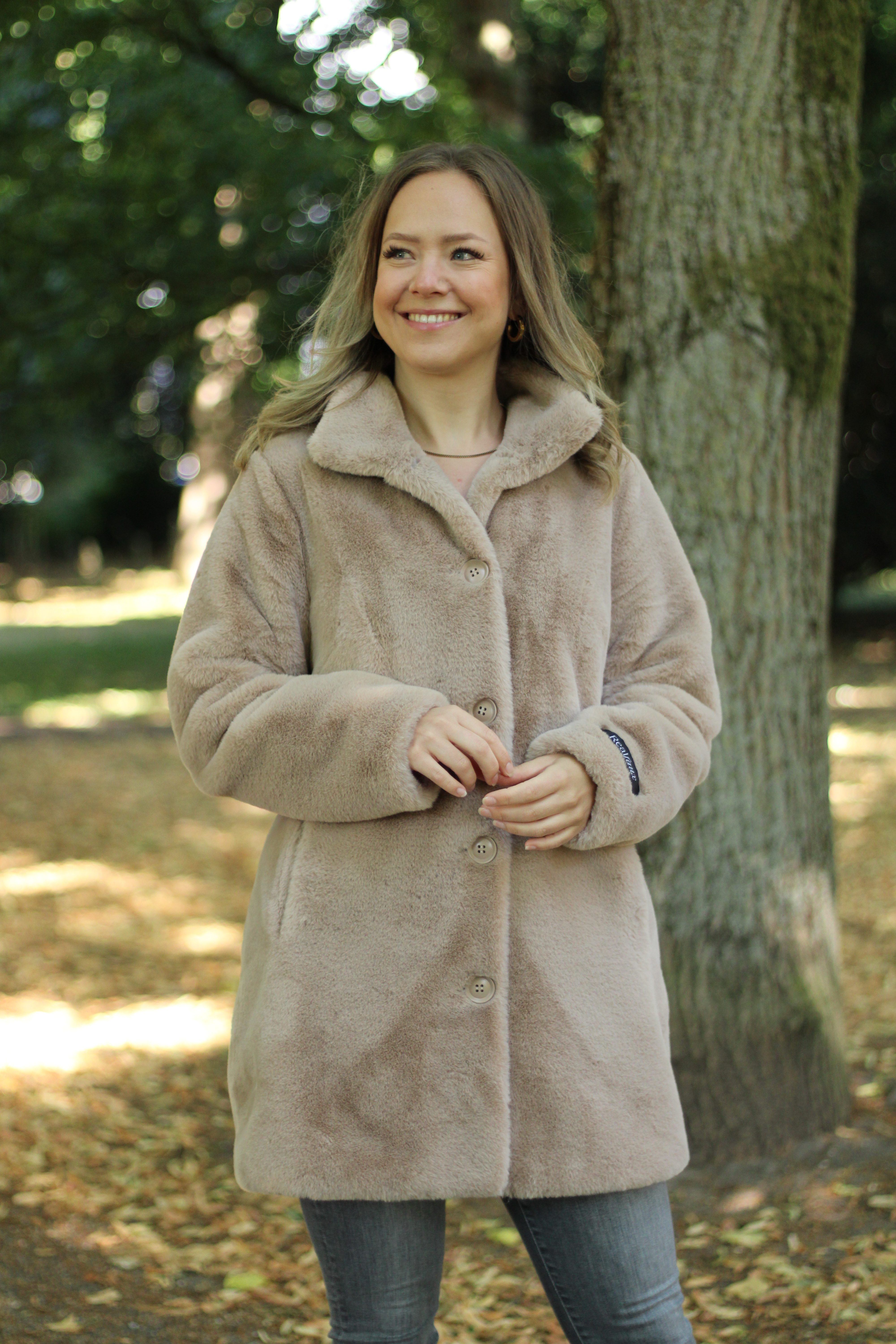 Rino & Pelle - Nonna Single Breasted Fake Fur Coat - Oat
