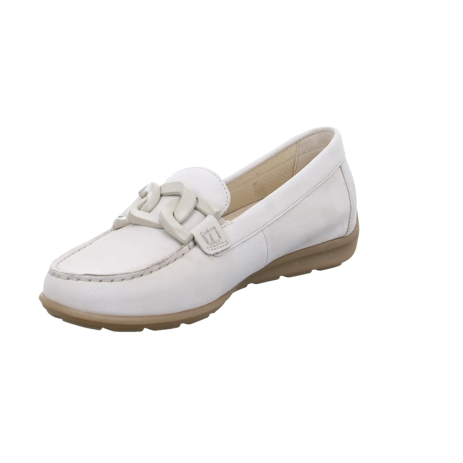 GABOR Comfort-Mokassin Beige Leder  mit Wechselfussbett