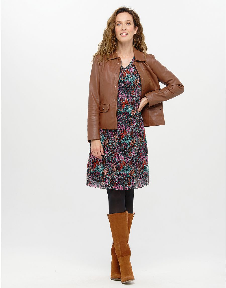 Veste 100% cuir marron