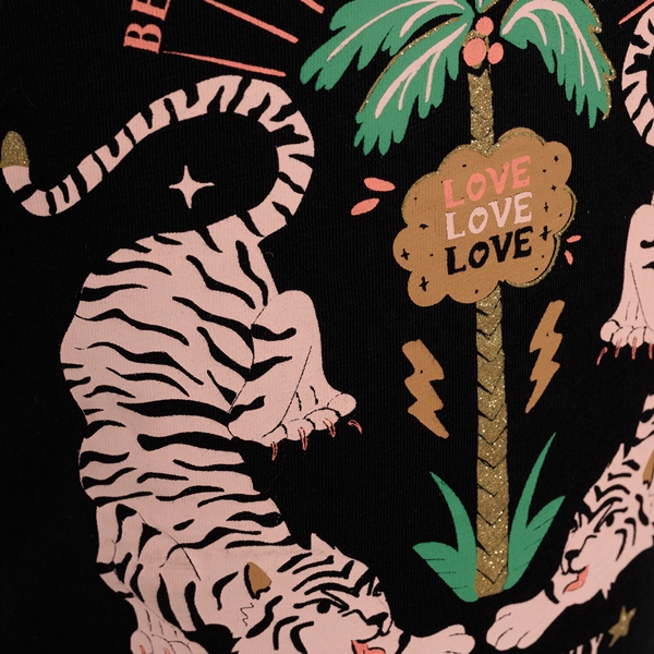 TwoDay meisjes T-shirt zwart met tijgers