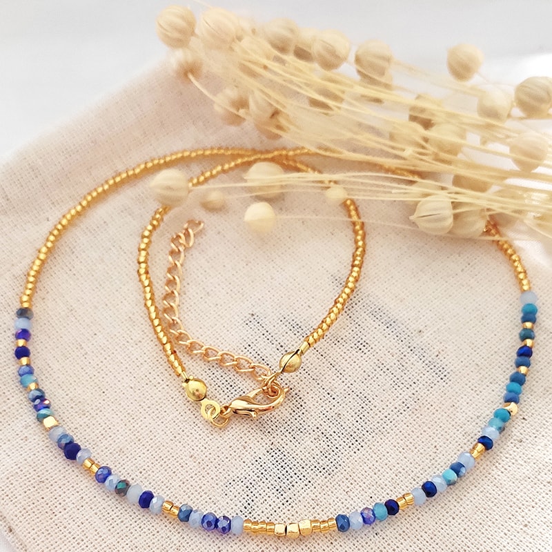 Collier - Laiton plaqué or & cristal