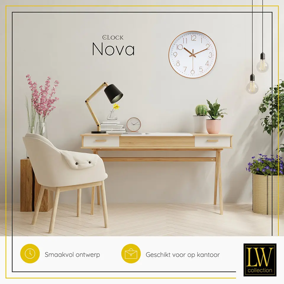 LW Collection Keukenklok Nova rosé 30cm