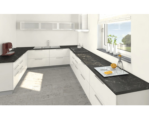PICCANTE keukenwerkblad K370 Noir Deluxe, 3-zijdige randafwerking, incl. 2 extra decoratieve randen, doos 2460x635x30 mm