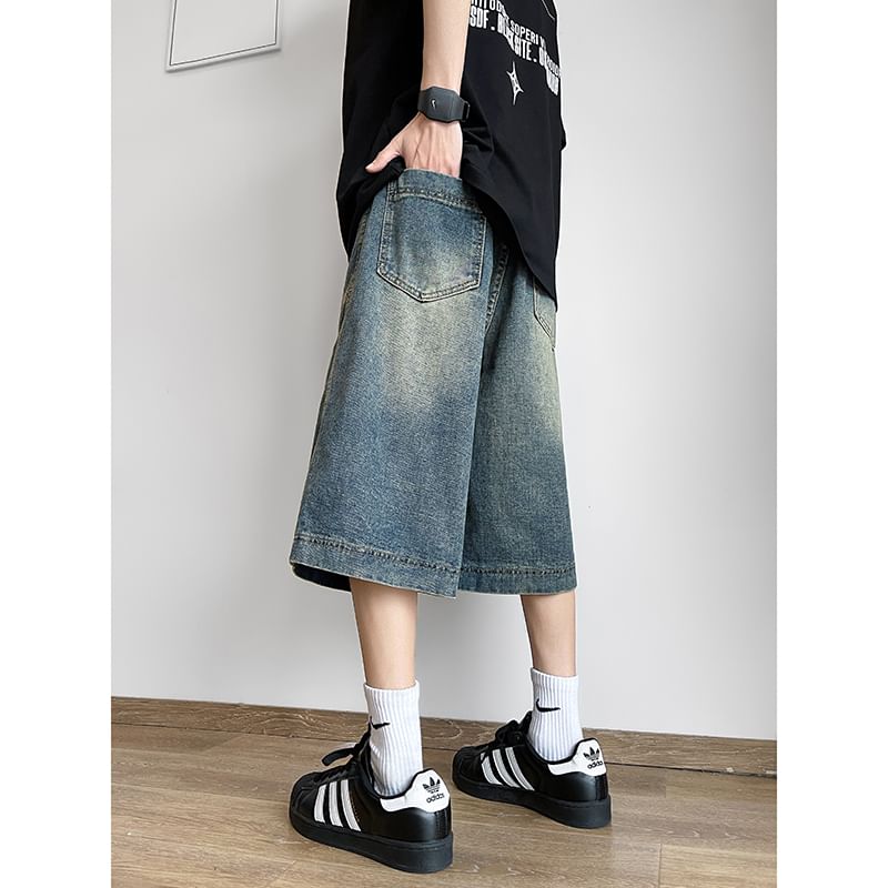 Plummie - Mid Rise Washed Denim Shorts