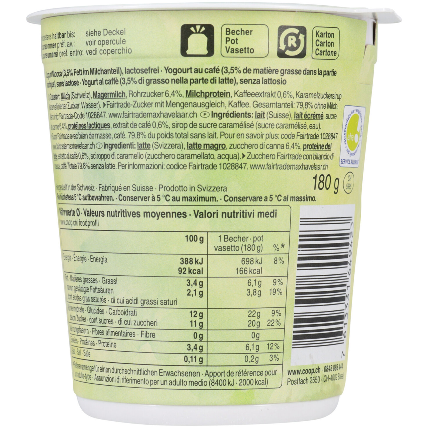 Free From Fairtrade Joghurt Mokka lactosefrei 2x180g