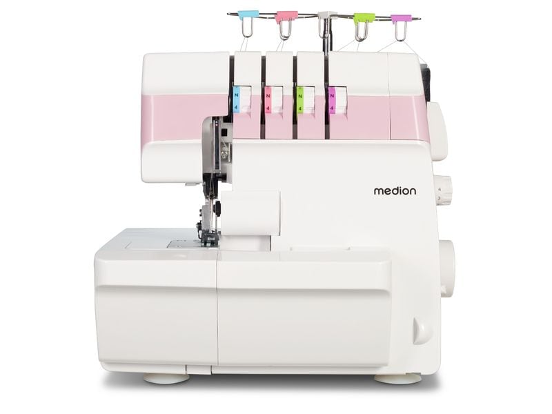 Medion Nähmaschine Life Overlock SO90 Weiss/Rosa Nähmaschine mit einer Motorleistung von 90 Watt