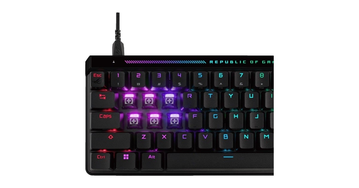 ASUSROG Falchion ACE HFX, gaming toetsenbord  (Zwart, US lay-out, ROG HFX, RGB leds, 65%, PBT Double-shot)