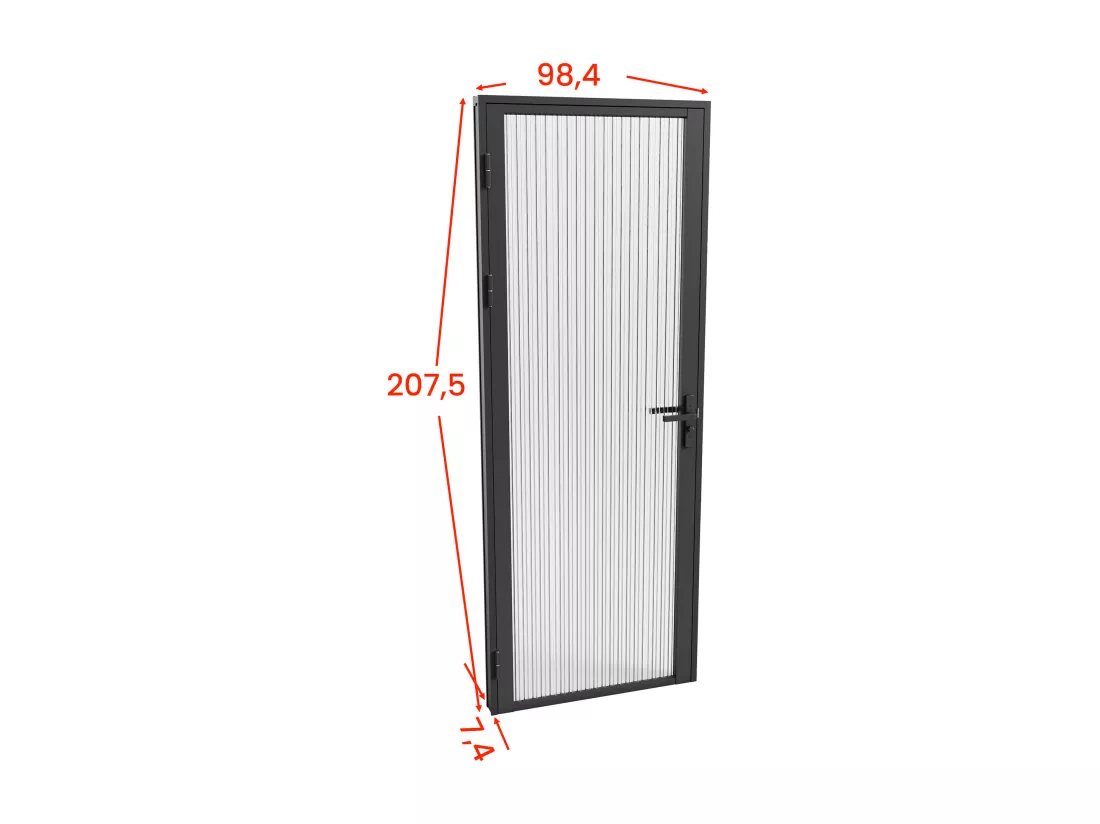 Bloc porte réversible en aluminium et verre trempé texturé - H204 x L93 cm - Noir - LOXTON