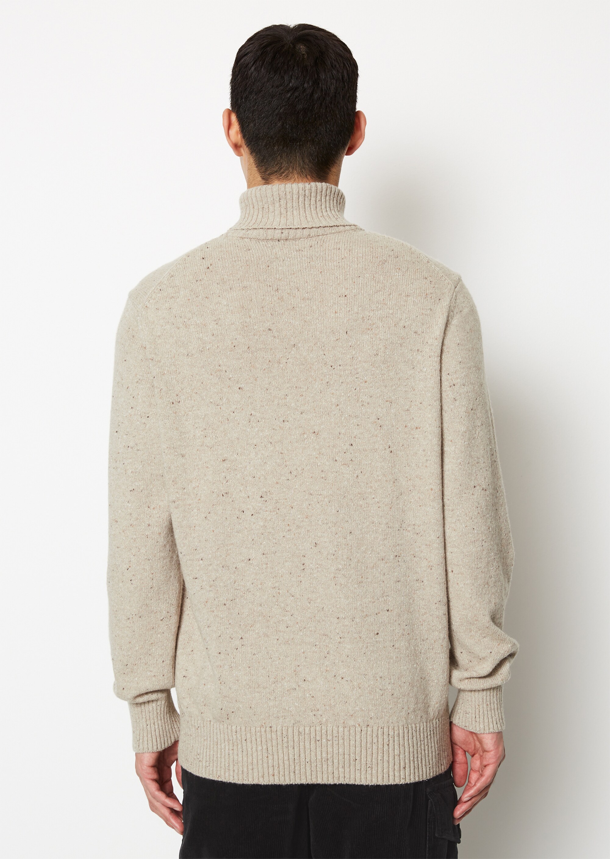 Rollkragen-Pullover regular aus gesprenkeltem Tweedgarn