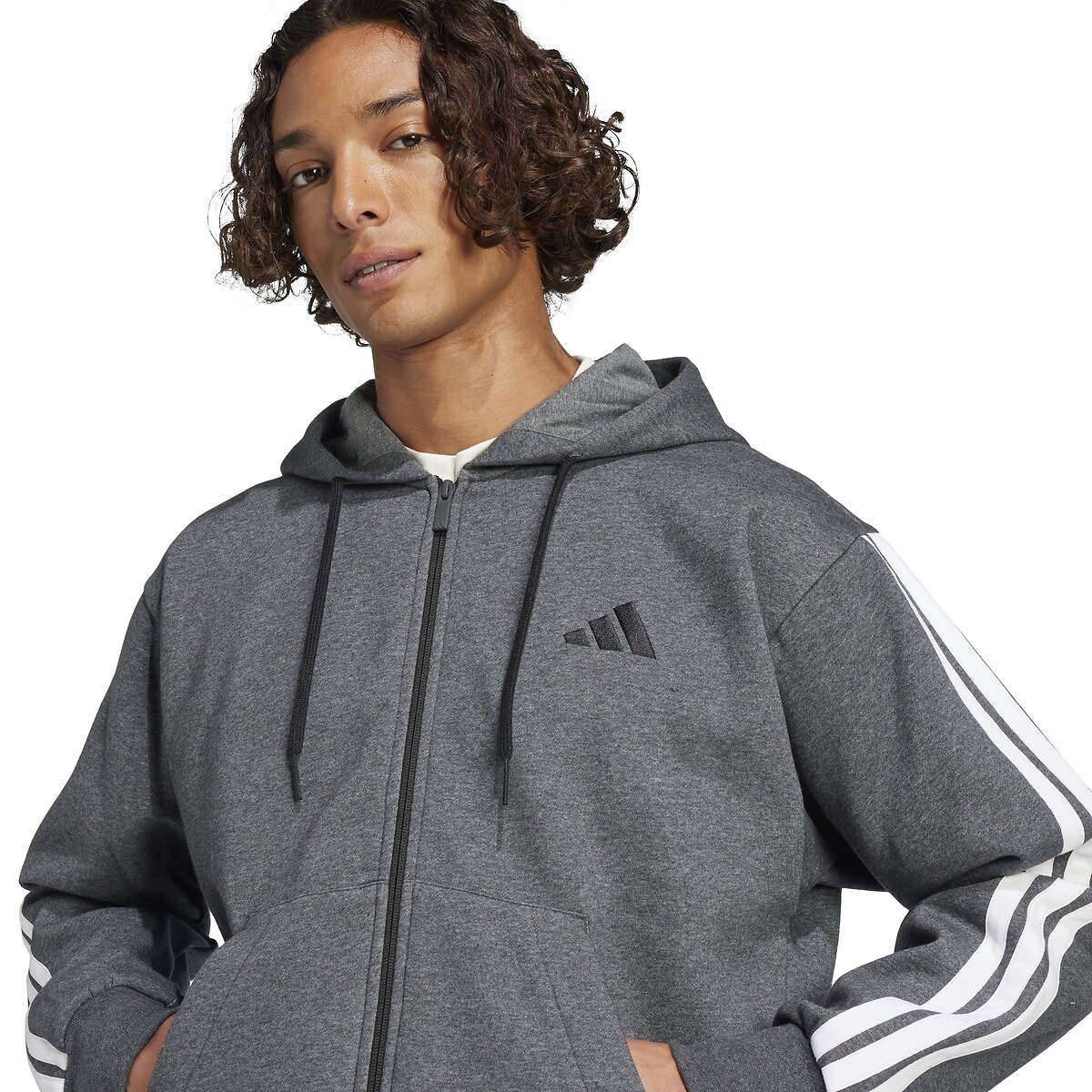 ADIDAS ROUPAS ESPORTIVAS<br>Moletom com capuz e 3 listras Essencial