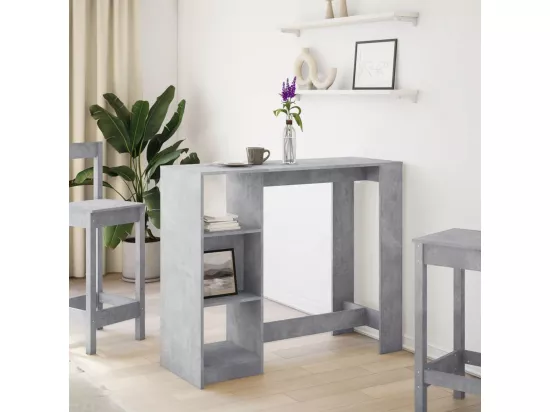 Table de bar avec étagère gris béton bois d'ingénierie