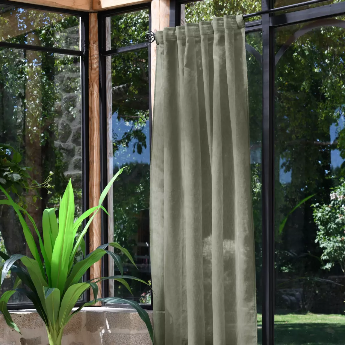 Voilage galon fronceur (140 x 260 cm) Derby Vert kaki