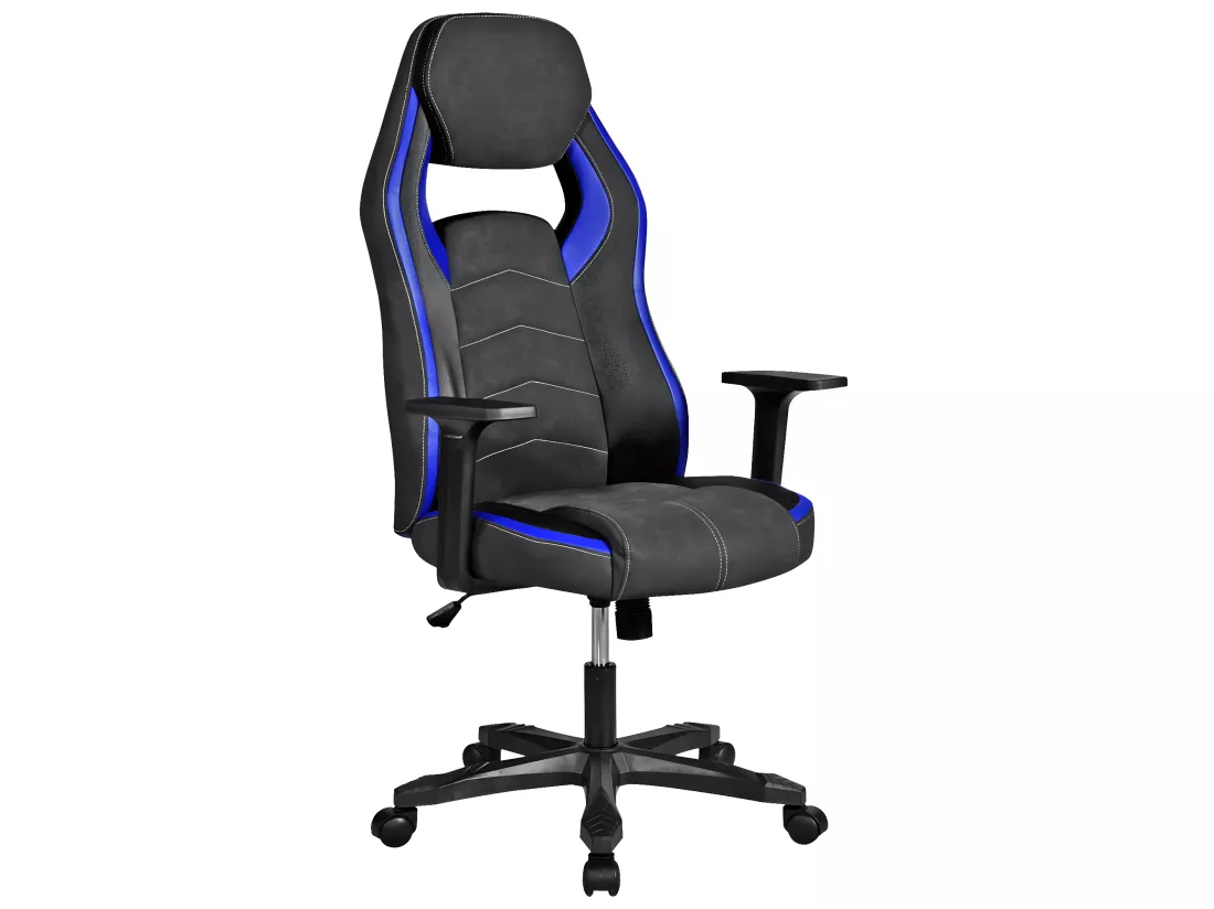 Chaise gamer siège basculant simili cuir alcantara hauteur réglable pivotant roulettes AZUL