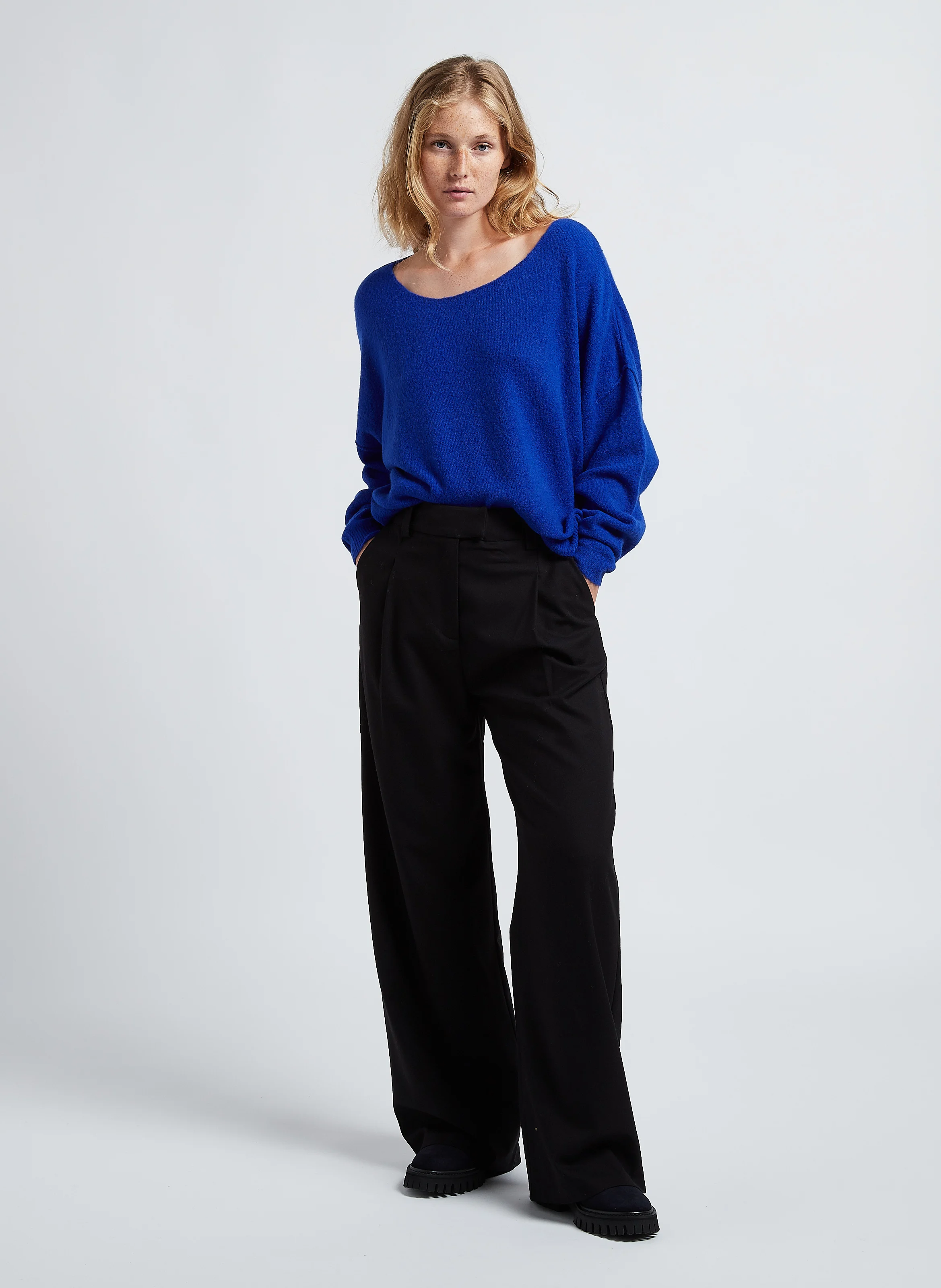 GEORGIA - Bottines en cuir velours| Bleu