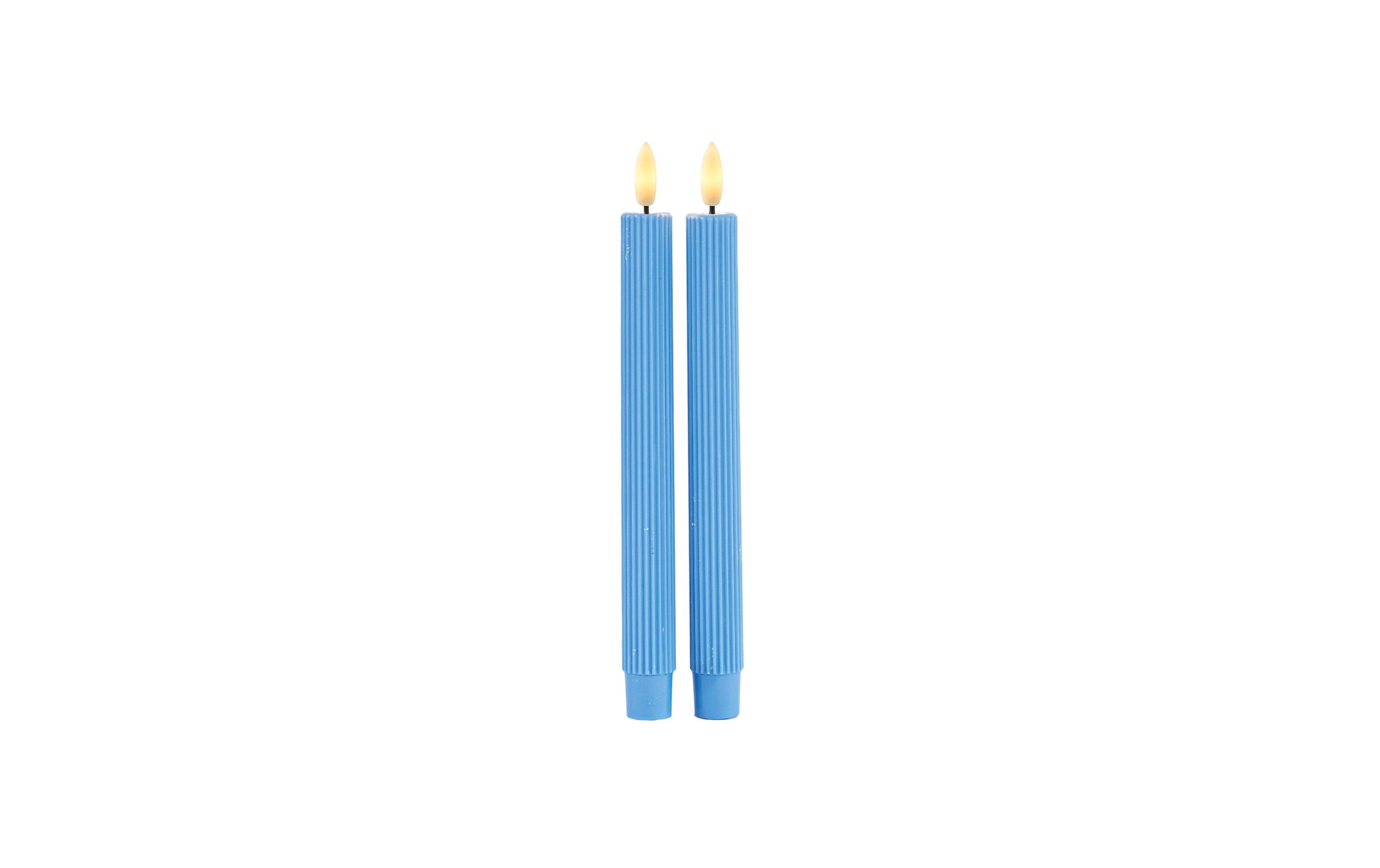 LED-Stabkerzen Set Smilla, 25 cm, Blau, 2 Stück, AufladbarAufladbares Indoor-LED-Kerzen-2er-Set