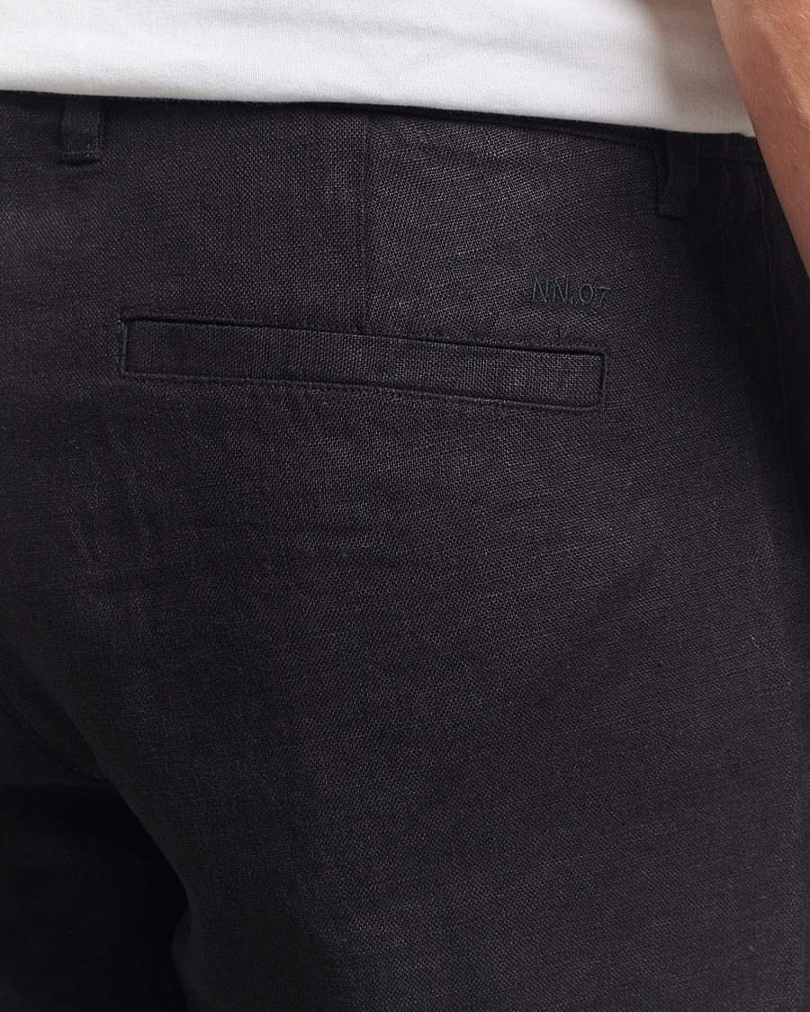 NN07 Aden Regular Fit Linen Trousers Black