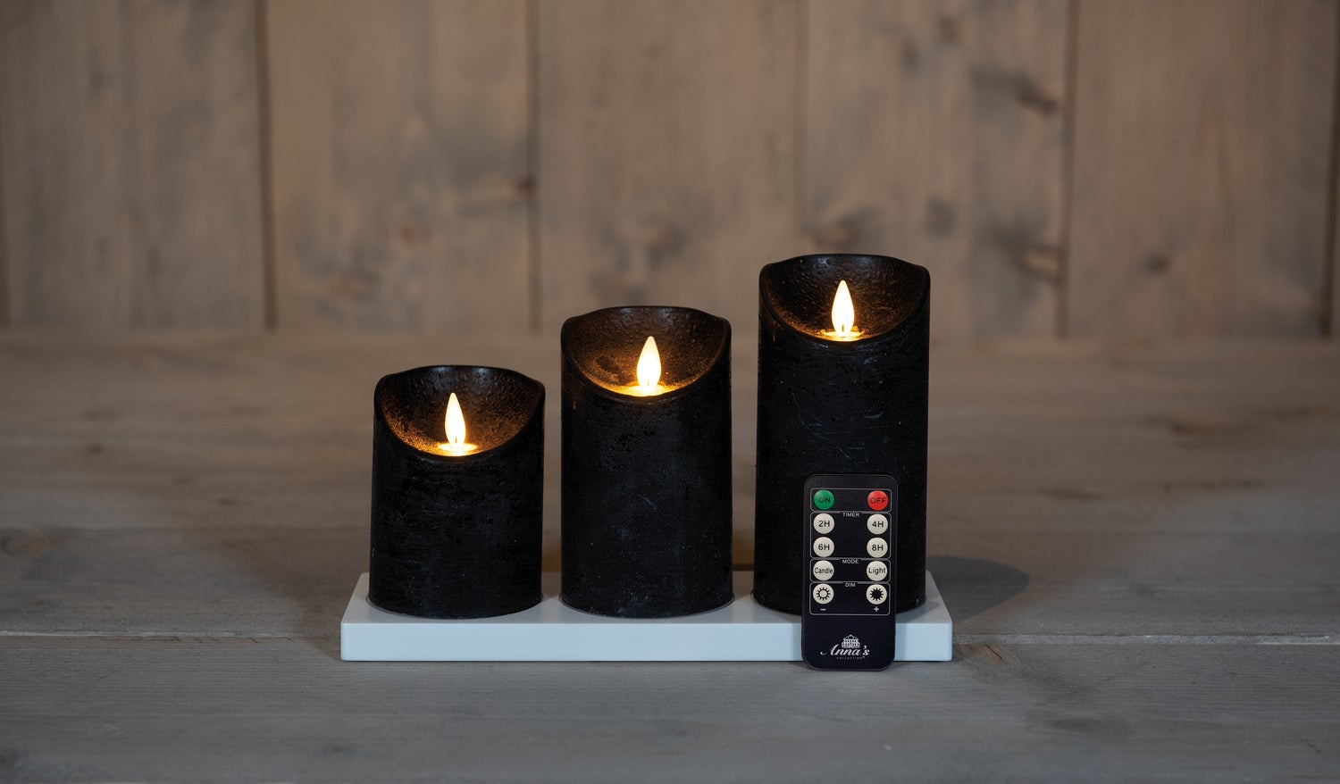 Anna's Collection LED stompkaars oplaadbaar zwart met afstandsbediening D 11 H 19,5 cm 3 stuks