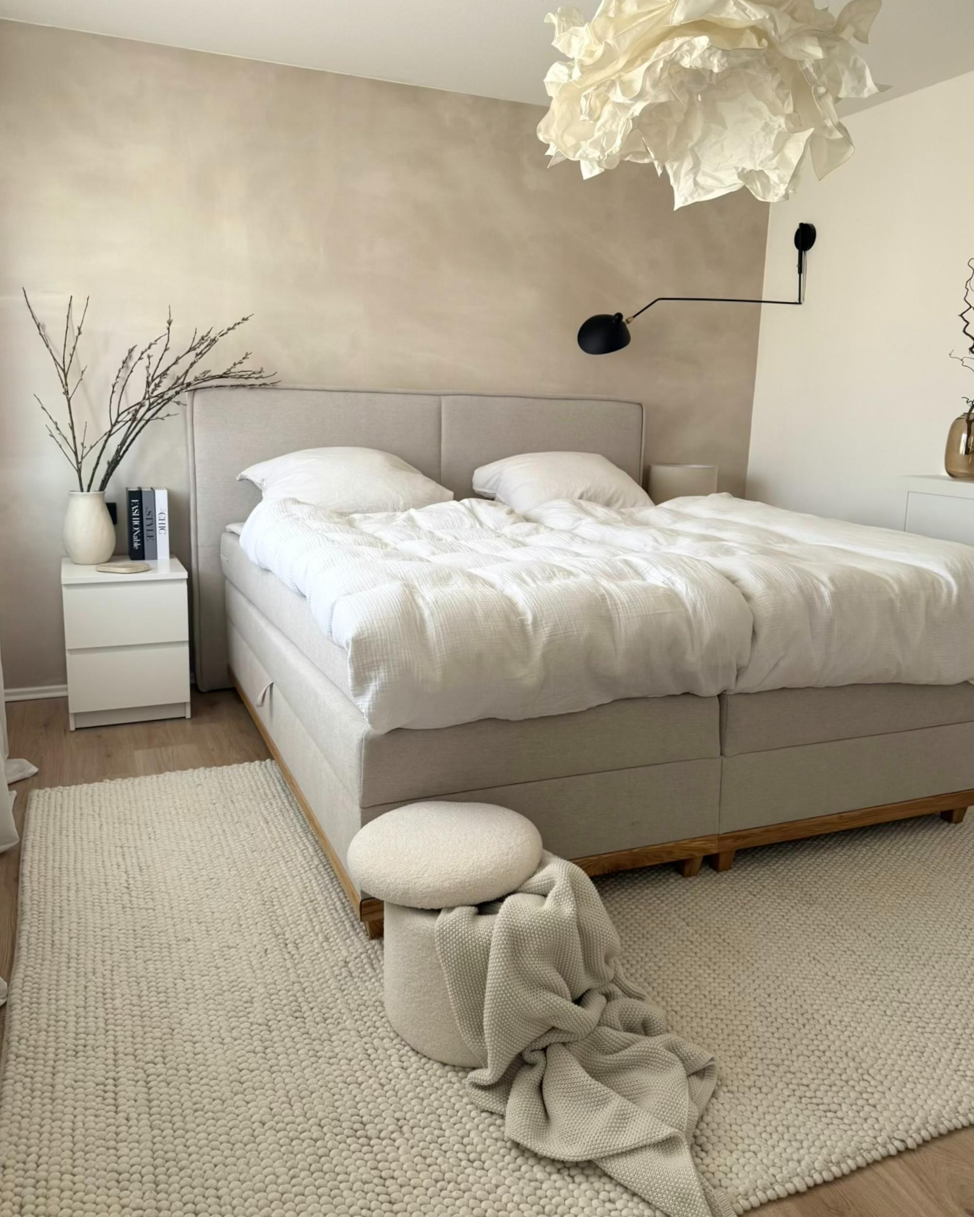 Boxspring met opbergruimte Stof DYNASTY 180 x 200 cm Beige
