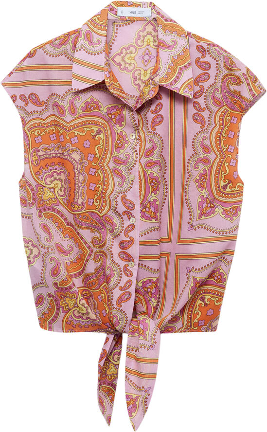 MANGO Bow printed shirt Pink
