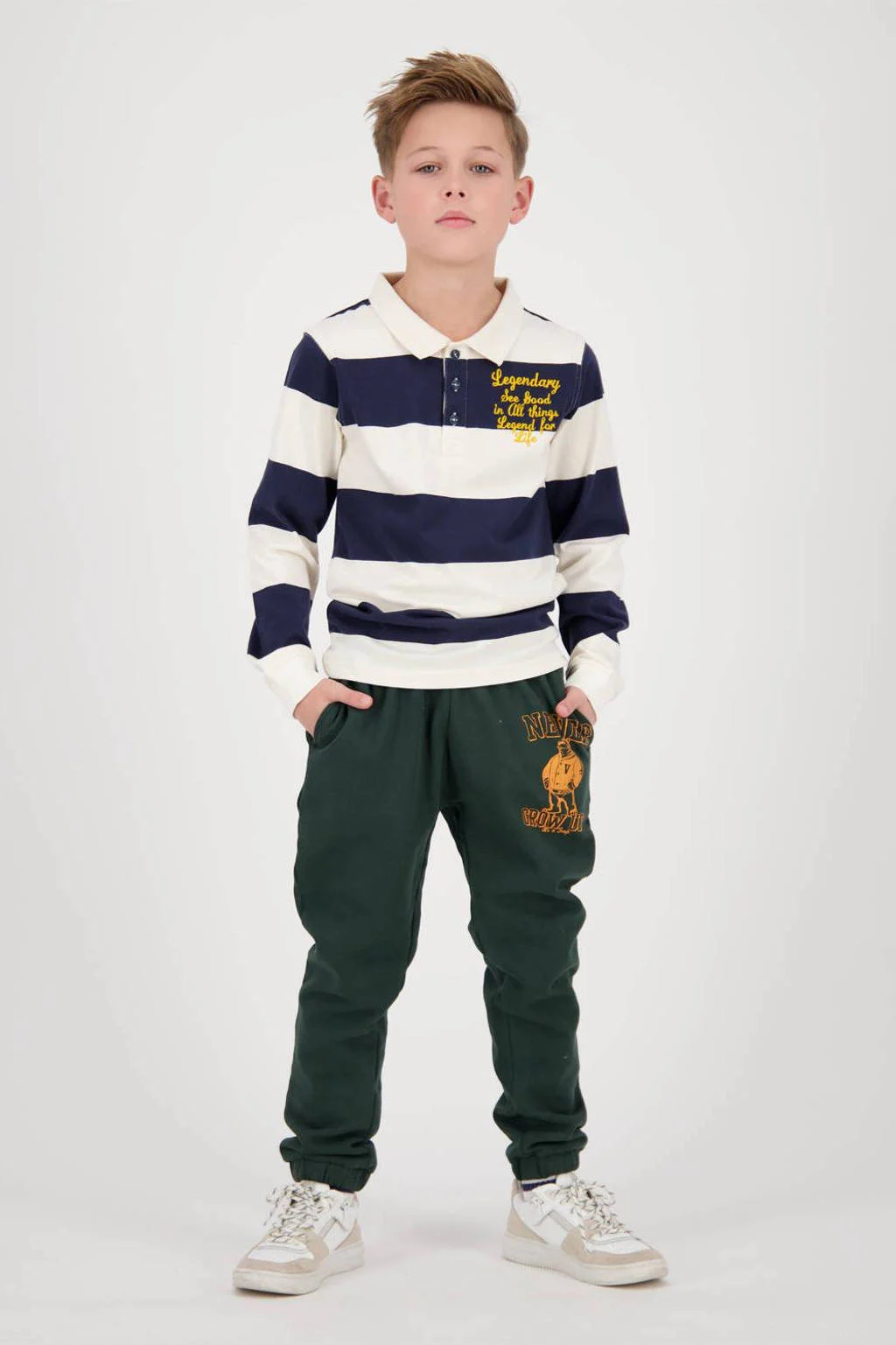 Vingino gestreepte longsleeve Lex blauw/ecru