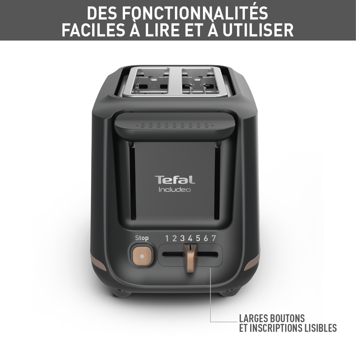 Grille-pain  Includeo 2 fentes extra-larges, utilisation facile