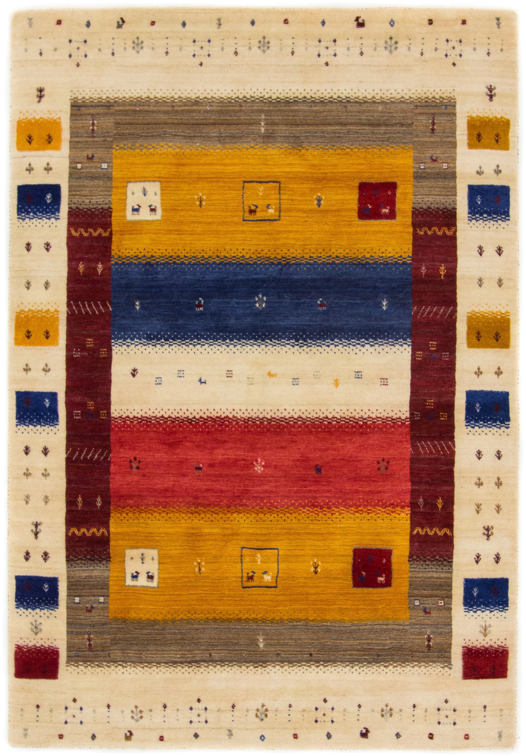 carpetfine Wollteppich »Gabbeh Soni« rechteckig 15 mm Höhe reine Wolle, sehr weicher Flor, Wohnzimmer