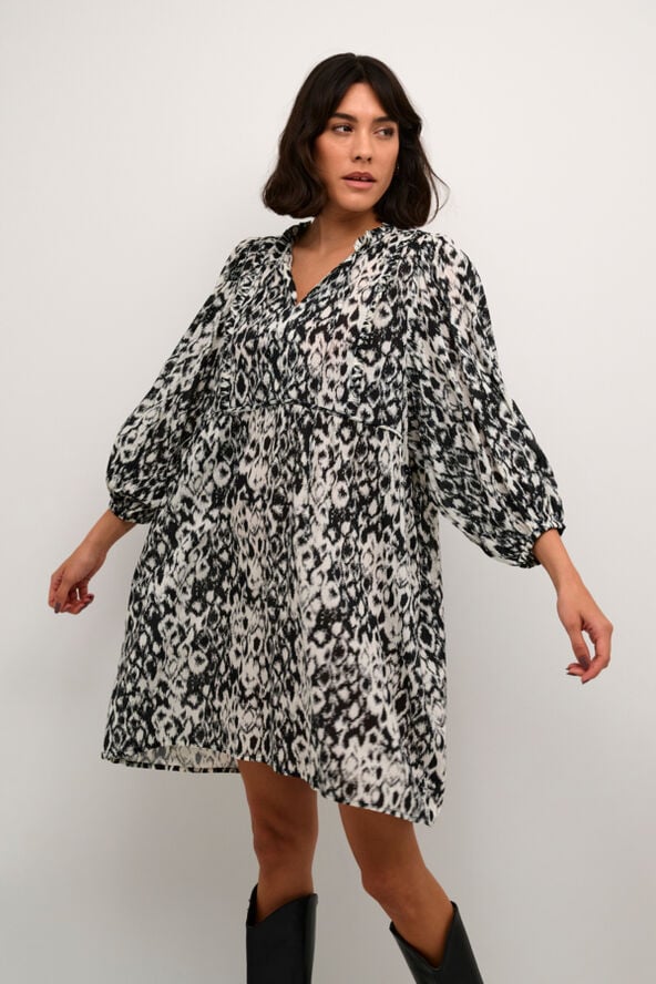 Kaffe KAdagmar Short Dress Turtledove / black graphic