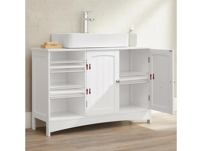 VASAGLE Waschbeckenunterschrank 90 x 60 cm, Weiss Badezimmerregal