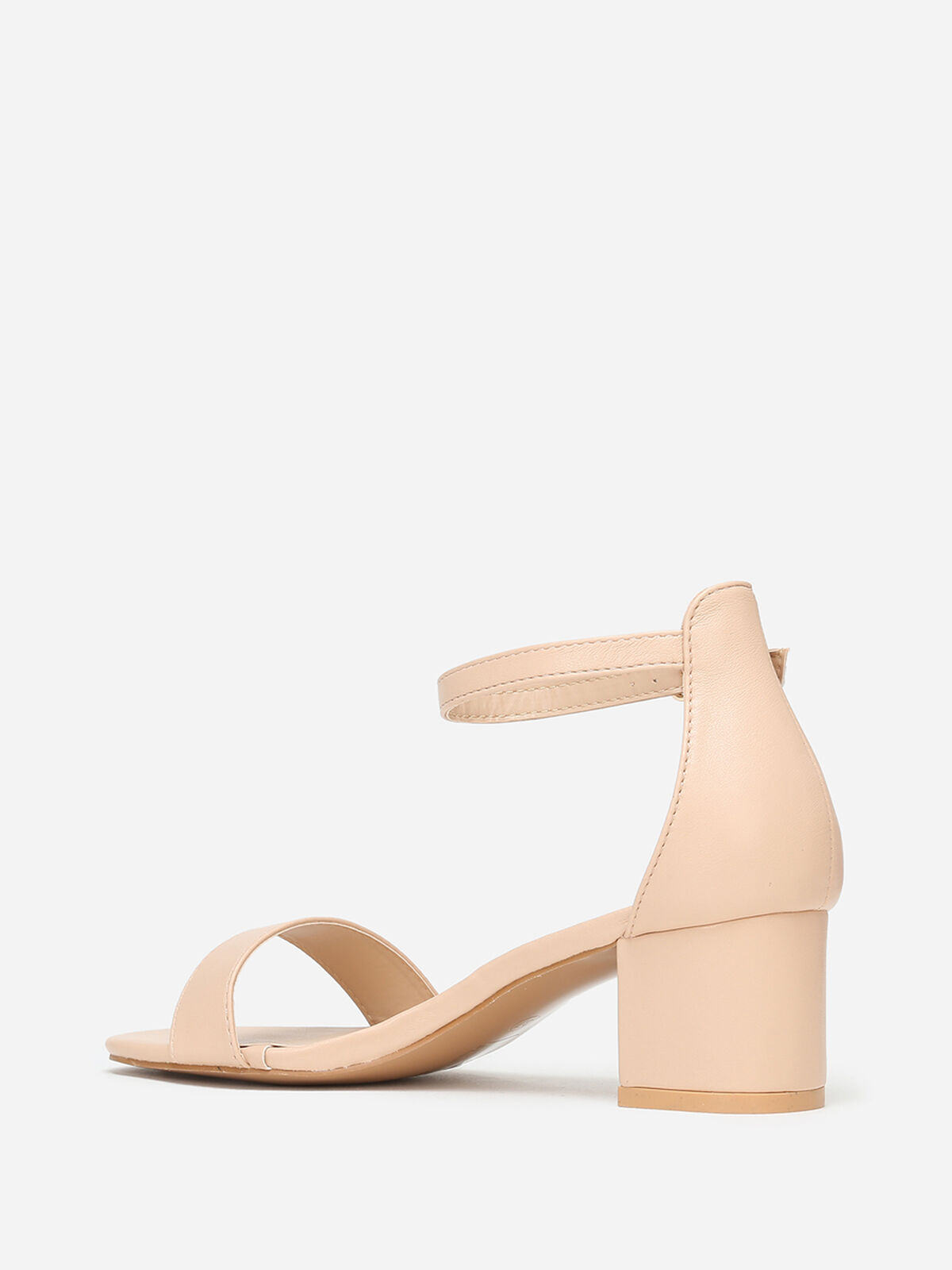 Sandales carrées en simili- Beige