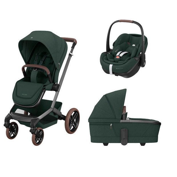 Poussette TRIO FAME avec Nacelle + Cosi PEBBLE 360 Pro 2 Green - MAXI COSI